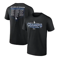 Los Angeles Dodgers Black 2025 National League Champions Bloop Single Roster T-Shirt