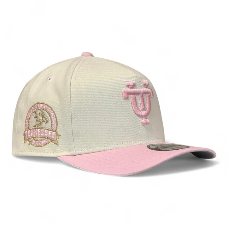 Tennessee Volunteers Chrome and Light Pink 100 Years Patch New Era 9FIFTY A-Frame Snapback Hat