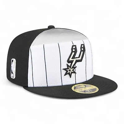 San Antonio Spurs Black and White Tip Off NBA 59FIFTY Split Panel New Era Fitted Hat