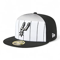 San Antonio Spurs Black and White Tip Off NBA 59FIFTY Split Panel New Era Fitted Hat