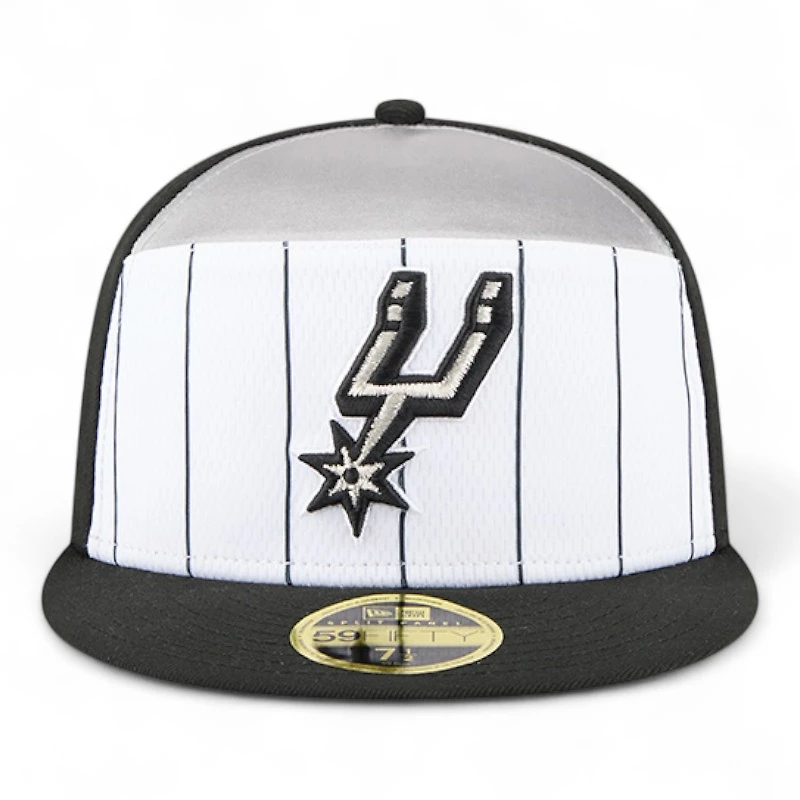 San Antonio Spurs Black and White Tip Off NBA 59FIFTY Split Panel New Era Fitted Hat