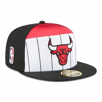 Chicago Bulls Black and White Tip Off NBA 59FIFTY Split Panel New Era Fitted Hat
