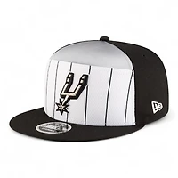 Youth San Antonio Spurs Black and White NBA Tip Off New Era 9FIFTY Split Panel Snapback Adjustable Hat