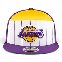 Youth Los Angeles Lakers Purple and White NBA Tip Off New Era 9FIFTY Split Panel Snapback Adjustable Hat