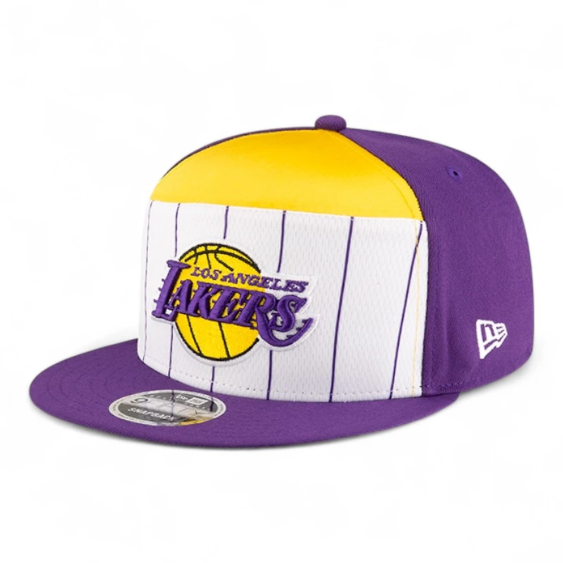 Youth Los Angeles Lakers Purple and White NBA Tip Off New Era 9FIFTY Split Panel Snapback Adjustable Hat
