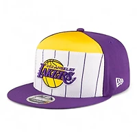 Youth Los Angeles Lakers Purple and White NBA Tip Off New Era 9FIFTY Split Panel Snapback Adjustable Hat