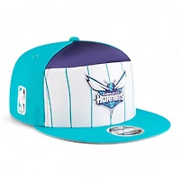 Charlotte Hornets Teal and White NBA Tip Off New Era 9FIFTY Split Panel Snapback Adjustable Hat