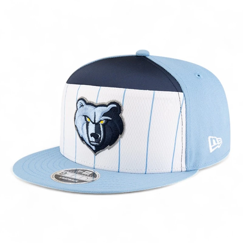 Youth Memphis Grizzlies Blue and White NBA Tip Off New Era 9FIFTY Split Panel Snapback Adjustable Hat