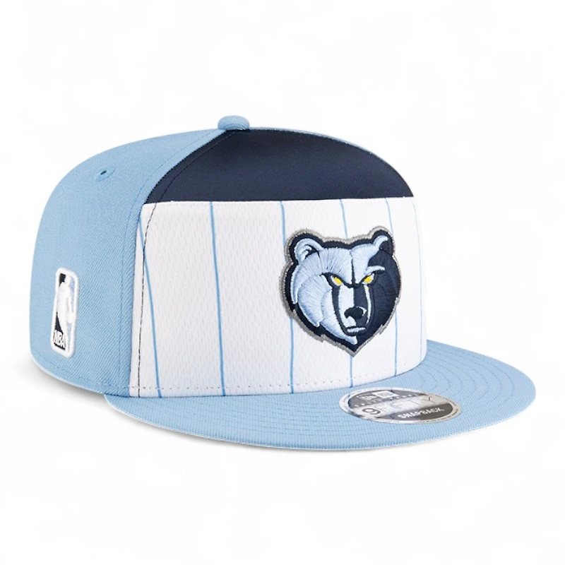Youth Memphis Grizzlies Blue and White NBA Tip Off New Era 9FIFTY Split Panel Snapback Adjustable Hat