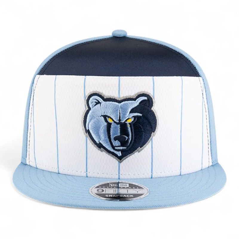 Youth Memphis Grizzlies Blue and White NBA Tip Off New Era 9FIFTY Split Panel Snapback Adjustable Hat