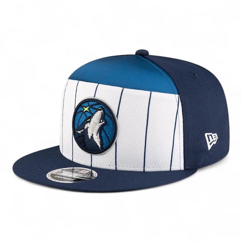 Youth Minnesota Timberwolves Navy and White NBA Tip Off New Era 9FIFTY Split Panel Snapback Adjustable Hat