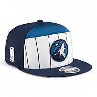 Youth Minnesota Timberwolves Navy and White NBA Tip Off New Era 9FIFTY Split Panel Snapback Adjustable Hat