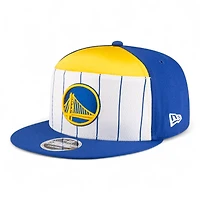 Youth Golden State Warriors Royal Blue and White NBA Tip Off New Era 9FIFTY Split Panel Snapback Adjustable Hat
