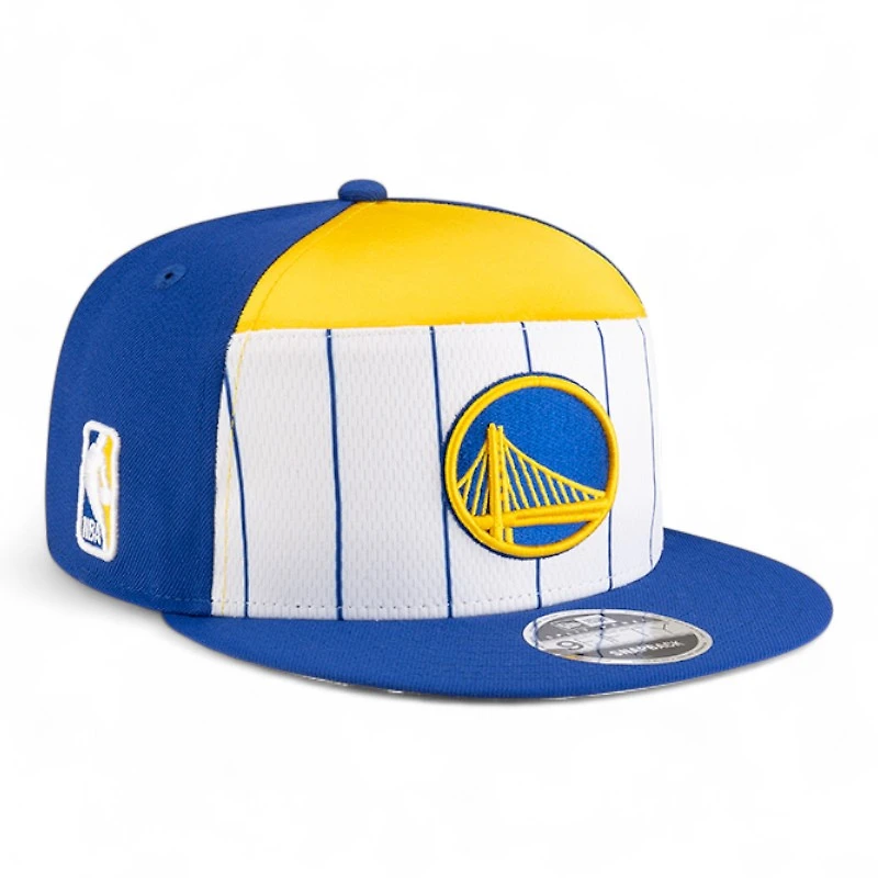 Youth Golden State Warriors Royal Blue and White NBA Tip Off New Era 9FIFTY Split Panel Snapback Adjustable Hat