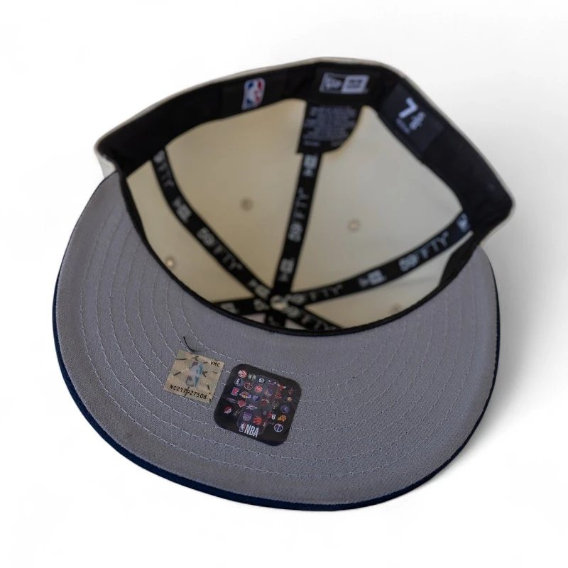 Denver Nuggets Chrome Oceanside Blue 2T Leon the Lab Block Script Grey UV New Era 59FIFTY Fitted Hat