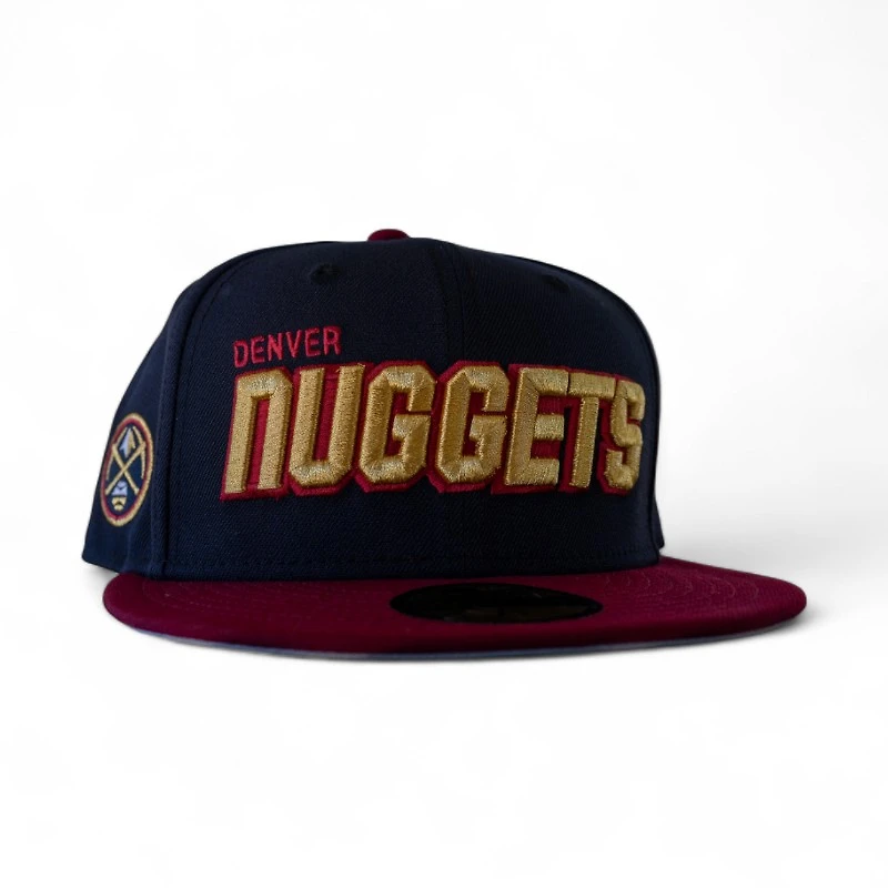 Denver Nuggets Navy Cardinal 2T Blue Leon the Lab Block Script Grey UV New Era 59FIFTY Fitted Hat