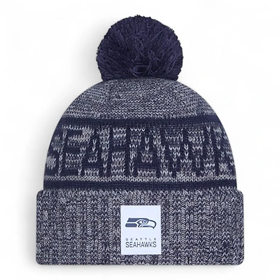 Seattle Seahawks Gray 2025 Sideline Cold Weather New Era Cuffed Beanie Knit Hat with Pom