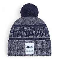 Seattle Seahawks Gray 2025 Sideline Cold Weather New Era Cuffed Beanie Knit Hat with Pom