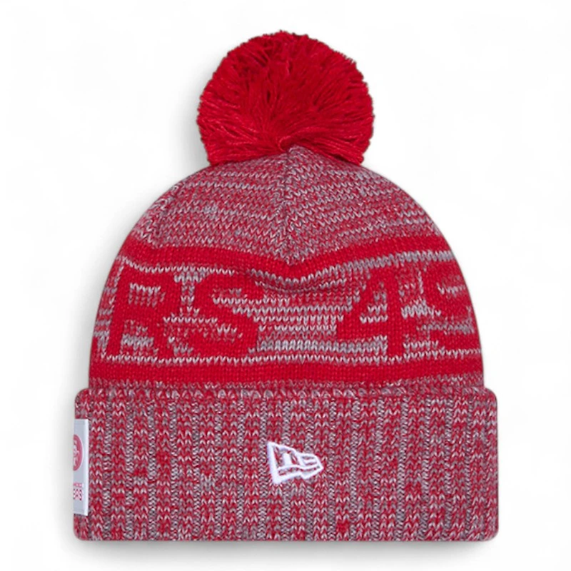 San Francisco 49ers Gray 2025 Sideline Cold Weather New Era Cuffed Beanie Knit Hat with Pom