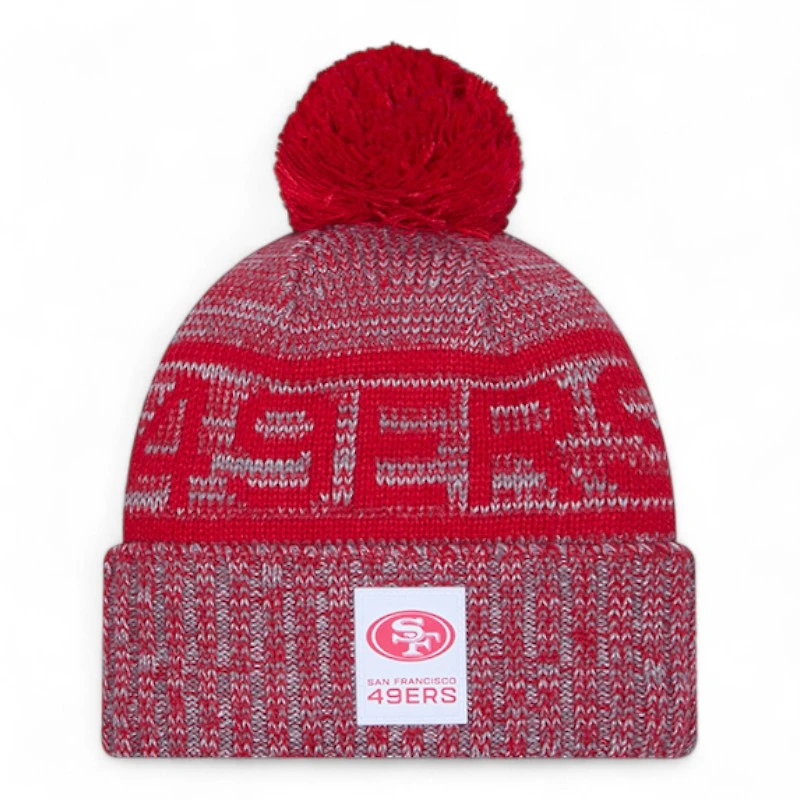 San Francisco 49ers Gray 2025 Sideline Cold Weather New Era Cuffed Beanie Knit Hat with Pom