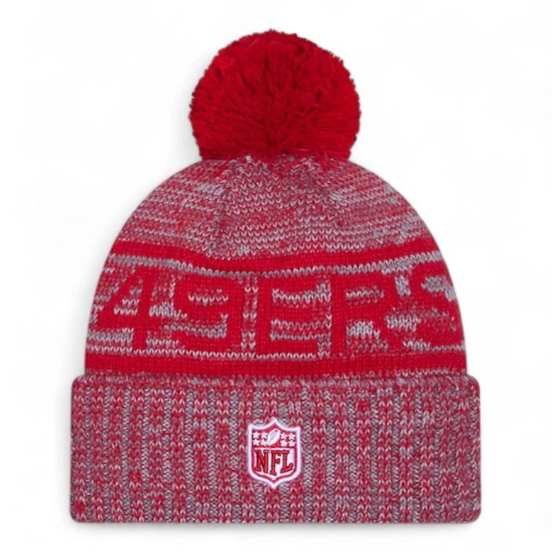 San Francisco 49ers Gray 2025 Sideline Cold Weather New Era Cuffed Beanie Knit Hat with Pom