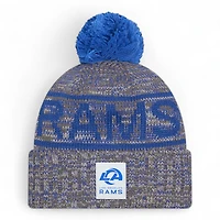 Los Angeles Rams Gray 2025 Sideline Cold Weather New Era Cuffed Beanie Knit Hat with Pom