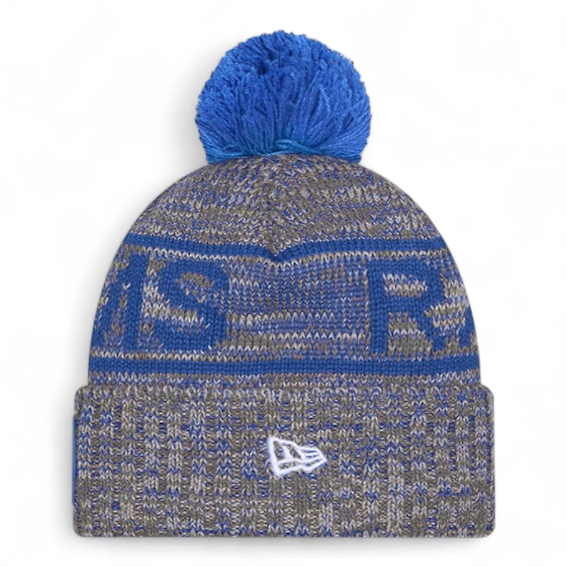 Los Angeles Rams Gray 2025 Sideline Cold Weather New Era Cuffed Beanie Knit Hat with Pom