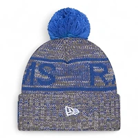 Los Angeles Rams Gray 2025 Sideline Cold Weather New Era Cuffed Beanie Knit Hat with Pom