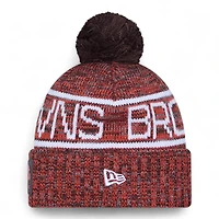 Cleveland Browns Brown and Orange 2025 Sideline Cold Weather New Era Cuffed Beanie Knit Hat with Pom