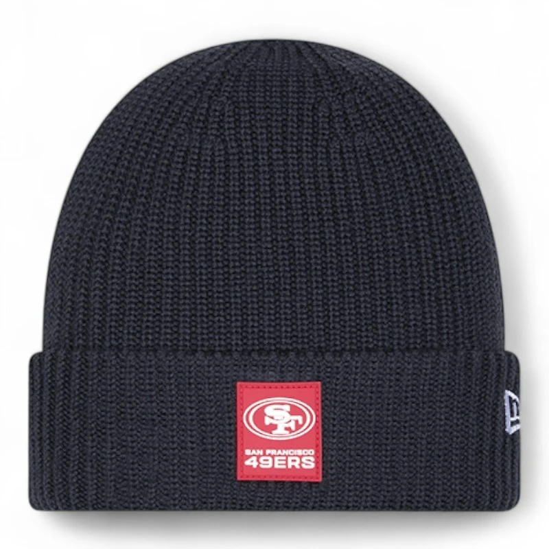 San Francisco 49ers Black 2025 Sideline Cold Weather Steel Clouds New Era Cuffed Beanie Knit Hat