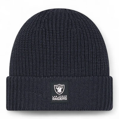 Las Vegas Raiders Black 2025 Sideline Cold Weather Steel Clouds New Era Cuffed Beanie Knit Hat