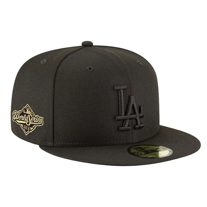 Los Angeles Dodgers Black with Gold 2025 World Series Patch Grey UV New Era 59FIFTY Fitted Hat