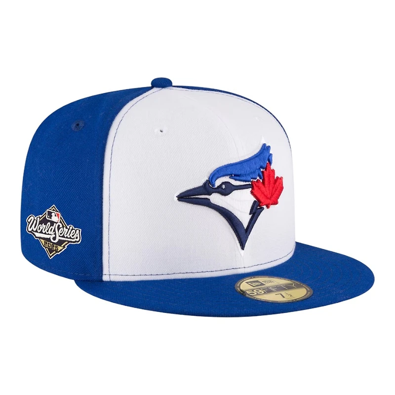 Toronto Blue Jays White and Royal 2025 World Series Patch New Era 59FIFTY Fitted Hat