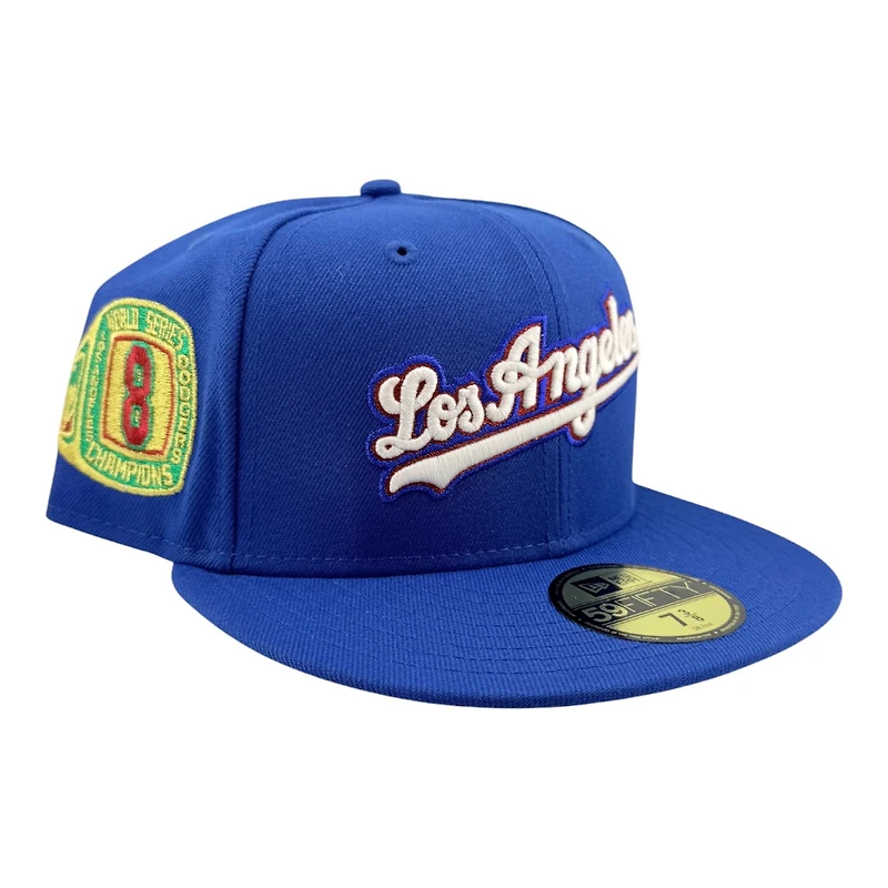 Los Angeles Dodgers Royal Blue "Los Angeles" Script 8x Champs Patch Grey UV New Era 59FIFTY Fitted Hat