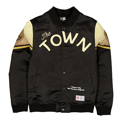 Golden State Warriors Black 2025 City Edition New Era Full Snap Jacket