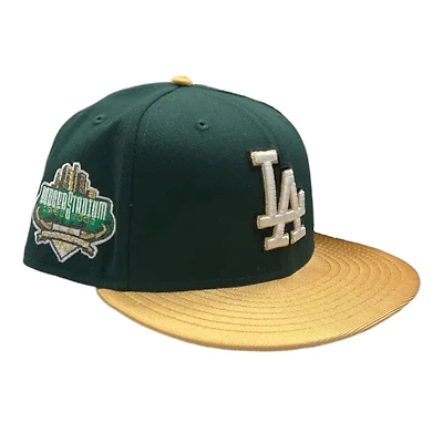 Los Angeles Dodgers Green and Metallic Gold 40th Anniversary Side Patch Grey UV New Era 59FIFTY Fitted Hat