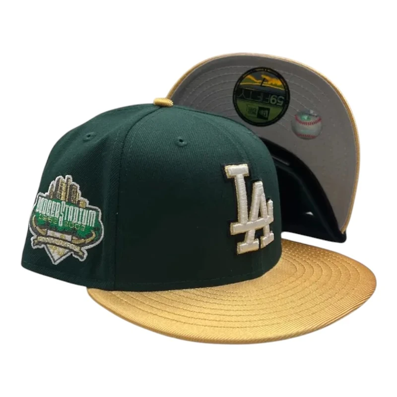 Los Angeles Dodgers Green and Metallic Gold 40th Anniversary Side Patch Grey UV New Era 59FIFTY Fitted Hat