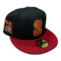 Seattle Mariners Black 40th Anniversary Patch Grey UV New Era 59FIFTY Fitted Hat