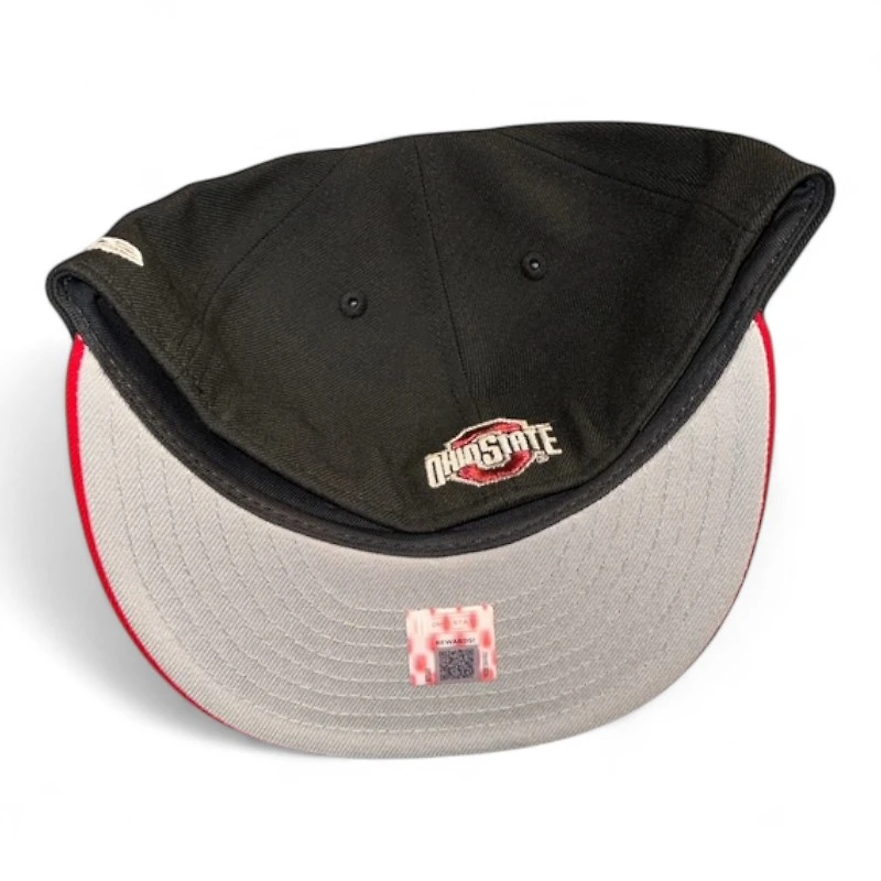Ohio State Buckeyes Black and Scarlet Hand Signals Logo Gray UV NCAA New Era 59FIFTY Fitted Hat