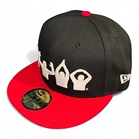 Ohio State Buckeyes Black and Scarlet Hand Signals Logo Gray UV NCAA New Era 59FIFTY Fitted Hat