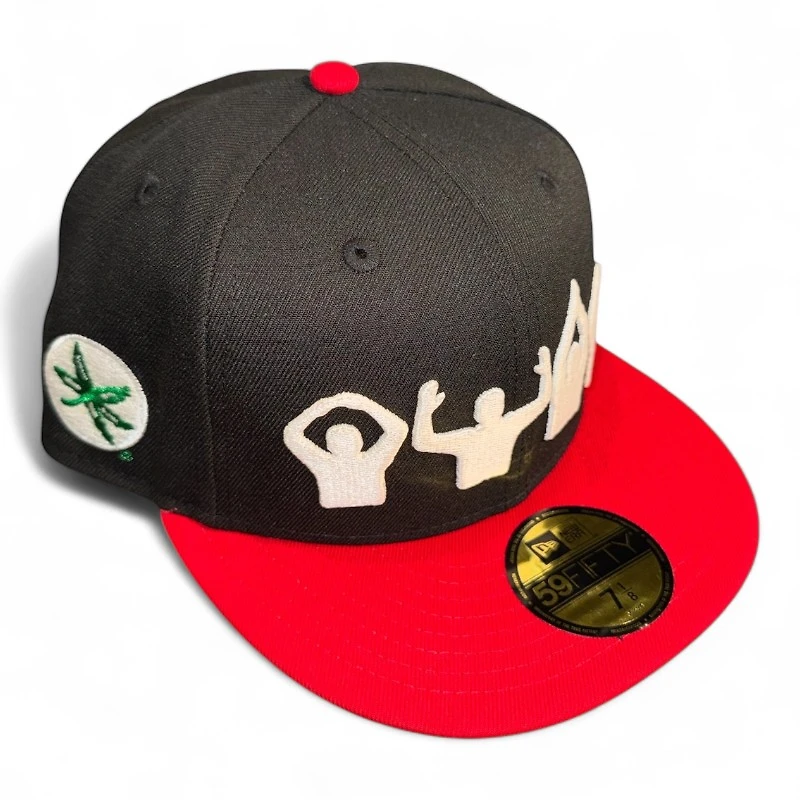 Ohio State Buckeyes Black and Scarlet Hand Signals Logo Gray UV NCAA New Era 59FIFTY Fitted Hat