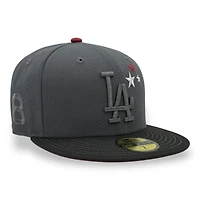 Los Angeles Dodgers Graphite and Black 8 Side Patch Red UV New Era 59FIFTY Fitted Hat