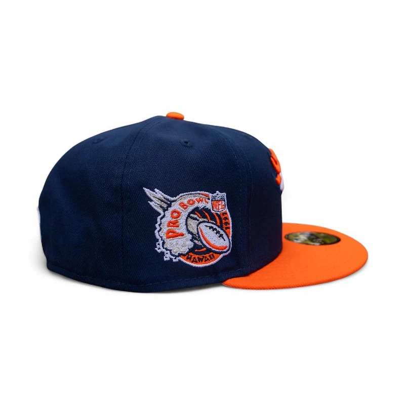 Denver Broncos Oceanside Blue Orange 2T Leon the Lab 1997 Pro Bowl Patch Cardinal UV New Era 59FIFTY Fitted Hat