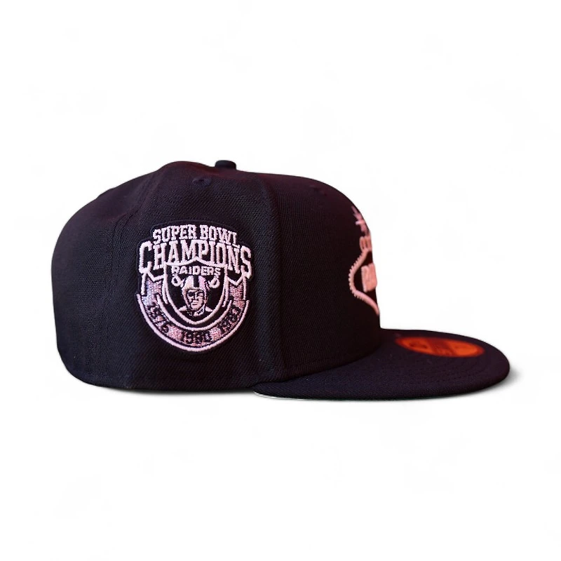 Las Vegas Raiders Black Leon the Lab Superbowl Champions Patch Green UV New Era 59FIFTY Fitted Hat