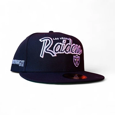 Las Vegas Raiders Black Leon the Lab Superbowl XI Patch Green UV New Era 59FIFTY Fitted Hat