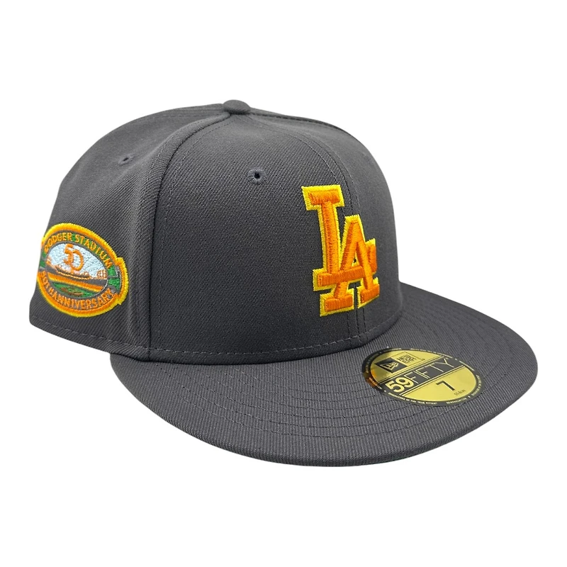 Los Angeles Dodgers Graphite Gray 50th Anniversary Patch Green UV New Era 59FIFTY Fitted Hat