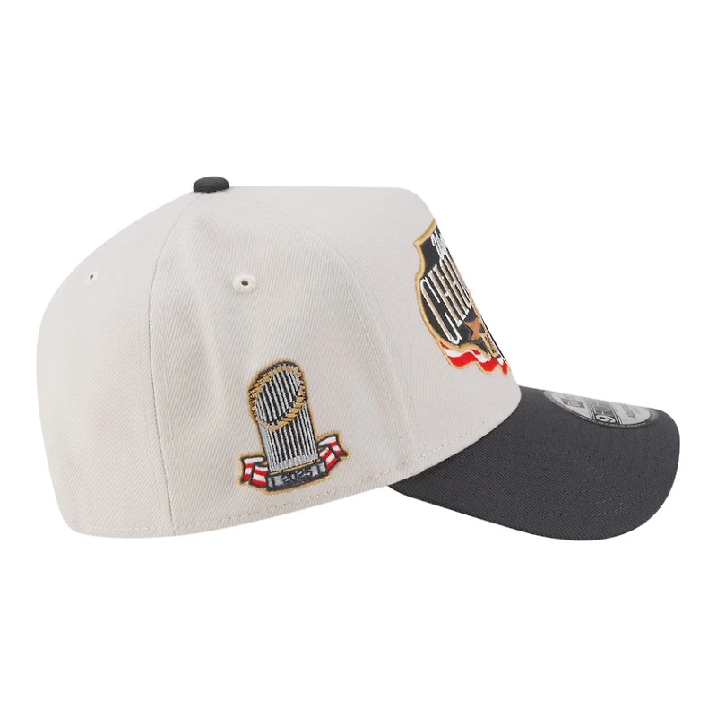Los Angeles Dodgers Cream and Charcoal 2025 World Series Champions Locker Room New Era 9FORTY A-Frame Adjustable Hat