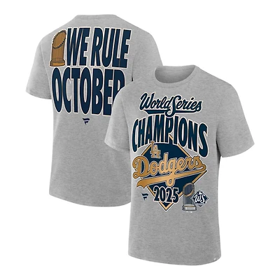 Los Angeles Dodgers Steel Gray 2025 World Series Champions Locker Room Authentic Fanatics T-Shirt
