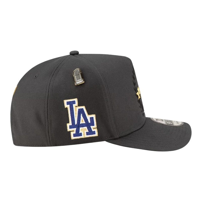 Los Angeles Dodgers Charcoal Gray 2025 World Series Champions Locker Room Parade New Era 9FIFTY A-Frame Snapback Hat