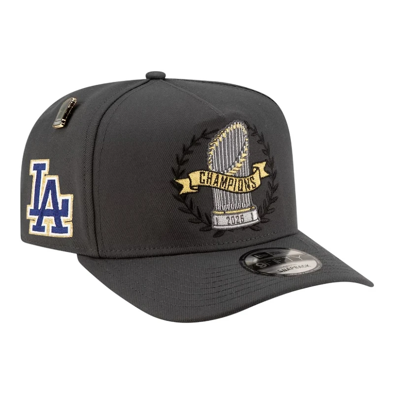 Los Angeles Dodgers Charcoal Gray 2025 World Series Champions Locker Room Parade New Era 9FIFTY A-Frame Snapback Hat